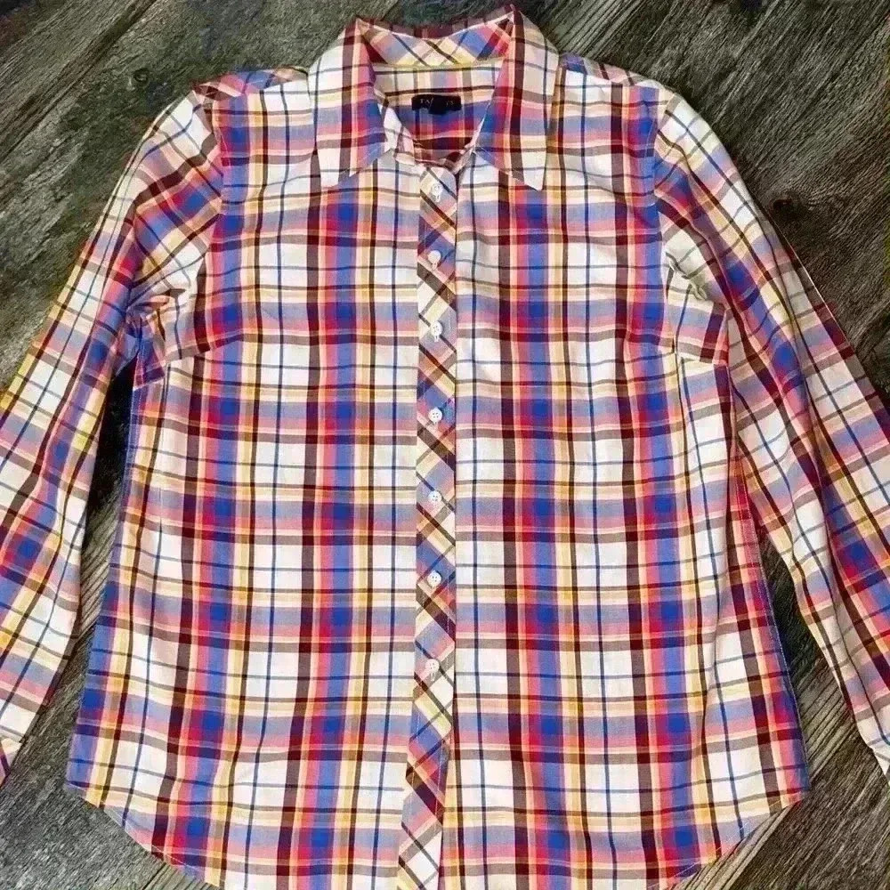 Talbots Preppy Plaid Long Sleeve Button Down Cotton Small